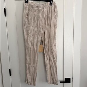 GAP Beige and White Striped Straight-Leg Women's Pants